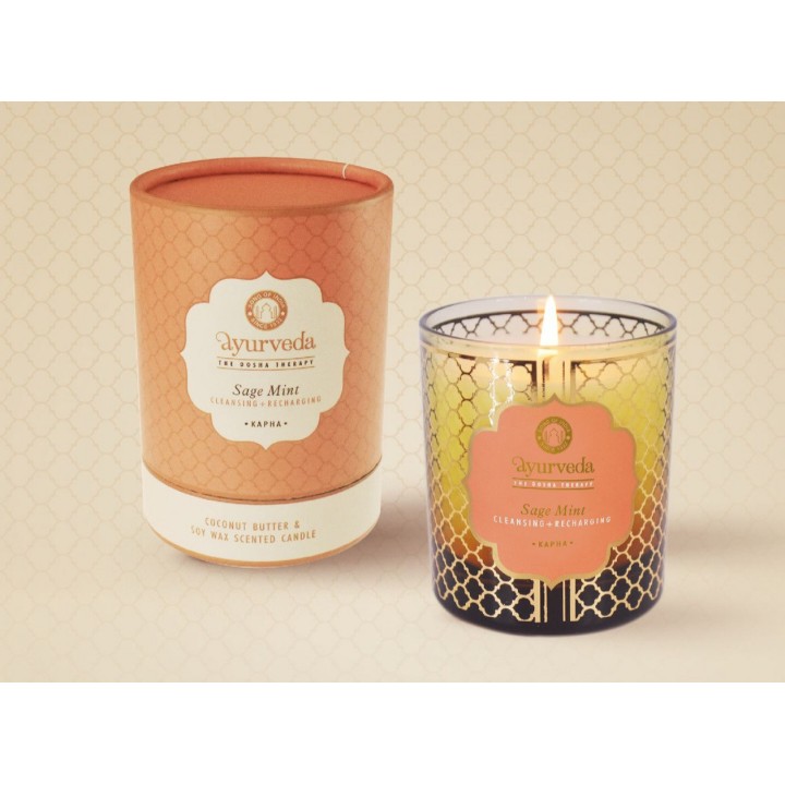 200 g. Luxurious Veda Scented Candle in Brown Colored Sage Mint (Kapha)