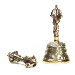 Dzwon i Dorje wykonany z brązu w Nepalu, 5x11 cm